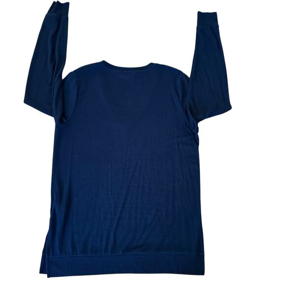 Lucky Brand Women’s V-Neck Long Sleeves Navy Blue Lightweight Sweater Size M - Picture 3 of 7